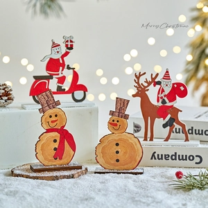 Creative wooden Santa Claus and snowman ornaments set for festive home Christmas decor