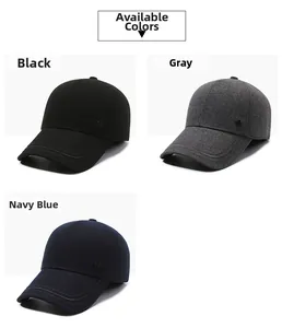Close-up showing color options of winter baseball caps with thick material and side logo