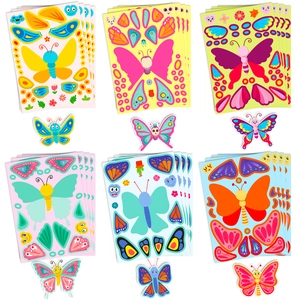 DIY Butterfly Face Changing Stickers For Kids Cartoon Waterproof Reusable Animal Puzzle Sticker Journal Decoration