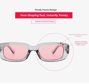 Detail of retro translucent grey resin frame with rose pink lenses for face shaping