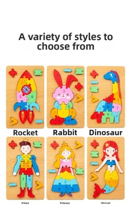 Macro detail of 3D wooden educational puzzles featuring numbers and animals for kids