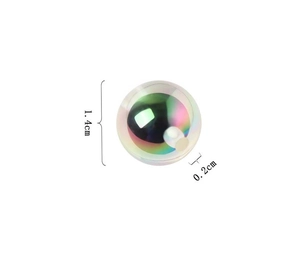 Detailed macro view of a 1.4cm acrylic AB iridescent bead with 0.2cm hole for jewelry making