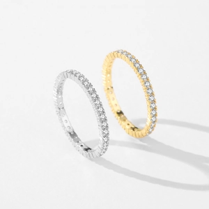 Bagues d'éternité en argent S925 et or avec pavage complet de zircons brillants