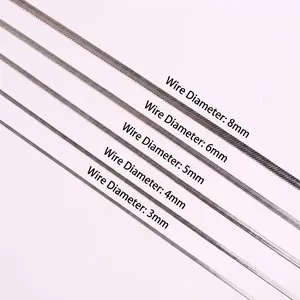 Flat snake blade necklaces in 3mm to 8mm widths made of vacuum plated stainless steel