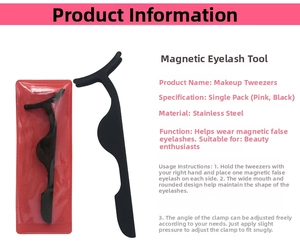 Macro detail of black magnetic eyelash applicator tool made of stainless steel