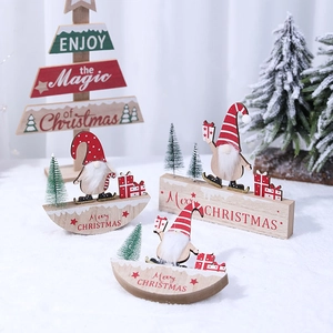 Christmas Wood Desktop Ornaments Gnome Figurines Merry Christmas Tabletop Decoration Nordic Style Holiday Decor