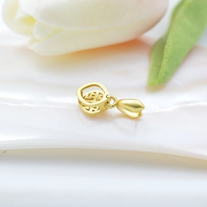 Golden hollow rhombus pendant clasp jewelry accessory with natural sandblasted finish