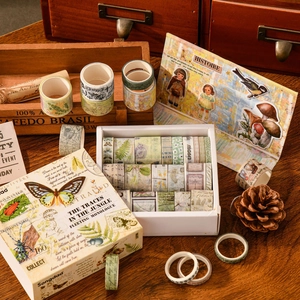 20-roll jungle theme washi tape set with vintage butterfly and botanical patterns