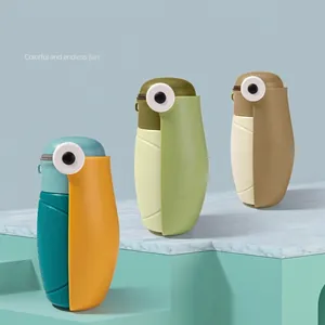 Creative portable pet water bottle with cute cartoon bird design in vibrant colors