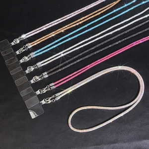 Luxury Rhinestone Cell Phone Lanyard Crossbody Chain Sparkly Glittery Smartphone Strap With Metal Clasps Plastic Patch Women
