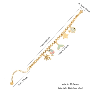 Spécifications de taille pour le bracelet en acier doré avec breloques océan