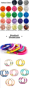 Macro view of 6mm colorful flat clay beads used for DIY bracelet and earring making