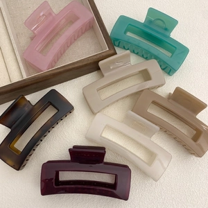 Minimalist rectangular hollow hair claws in 7 vibrant colors with glossy resin finish