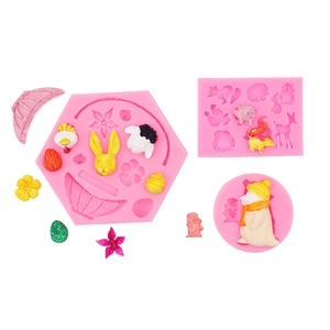 Silikon-Backformen für Ostern mit Hasenmotiven und fertigen DIY-Bastelstücken aus Harz