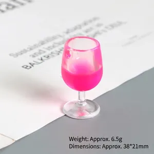 Detailed view of mini pink resin wine cup charm with 38x21mm dimensions and 6.5g weight