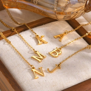 Women's gold-plated stainless steel Y-shaped necklace featuring alphabet letter pendants