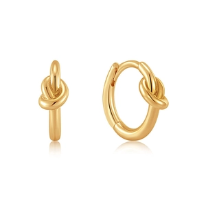 Elegant gold-tone knot hoop earrings with a polished finish for a minimalist style