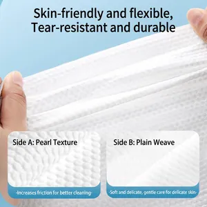 Thick disposable bath towel with pearl and plain texture in portable packaging