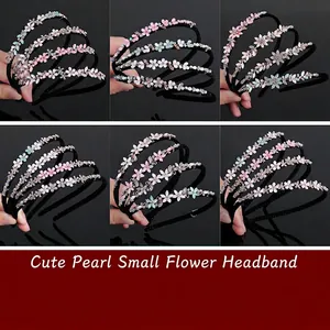 Lot de 6 bandeaux floraux avec perles et strass pour la coiffure des femmes et filles