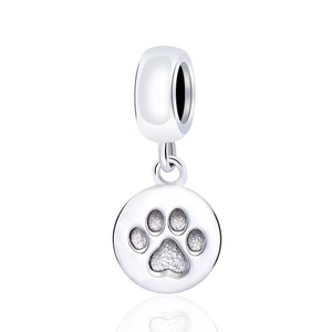 925 Sterling Silver Paw Print Charm Pendant Polished Animal Footprint DIY Jewelry Making Accessory For Women