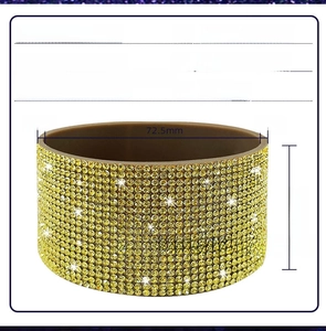 Detailed dimensions of yellow rhinestone silicone cup base protector with size annotations