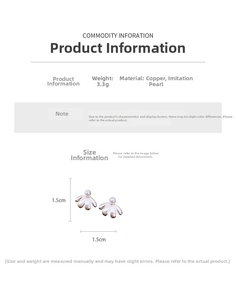 Detailed view of floral pearl studs measuring 1.5cm by 1.5cm and weighing 3.3g