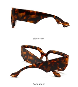 Macro side and back view of retro tortoise shell sunglasses with wide temple detail