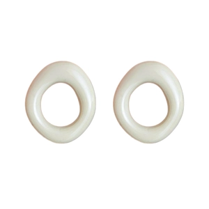 Elegant minimalist hollow resin hoop earrings in cream white with silver needles
