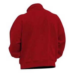 Back view of men's dark red casual long-sleeved quarter-zip stand collar top on white background