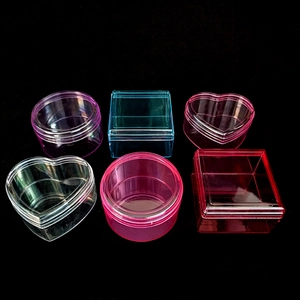 Transparent Plastic Storage Boxes With Lids Small Dustproof Jewelry Organizer Containers Round Square Heart Shapes