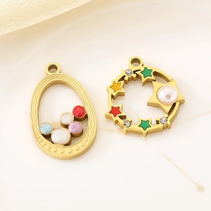 18K gold plated DIY star charms with pearls and colorful beads for necklaces