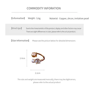 Tableau des tailles détaillé pour bague perle irrégulière avec dimensions 2,4cm par 2,1cm