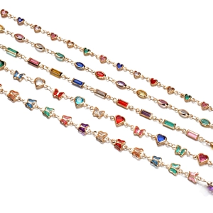 DIY Jewelry Making Chain Colorful Crystal Heart Butterfly Star Copper Link For Necklace Bracelet Handmade Craft