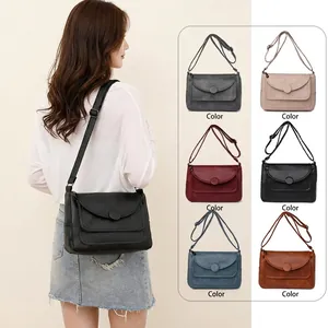 Borsa a tracolla vintage da donna capiente disponibile in sei colori tra cui nero e marrone