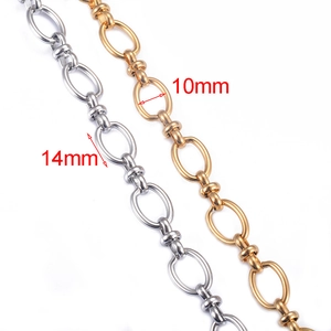 Hip hop oval chain links in gold and silver finish with 14mm by 10mm dimensions