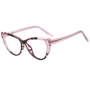 Montatura per occhiali cat-eye TR90 rosa traslucido e maculato con filtro luce blu moda