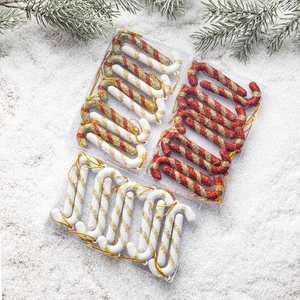 Christmas Candy Cane Hanging Ornaments Plastic Glitter Sparkling Festive Holiday Tree Decoration Striped Candy Cane