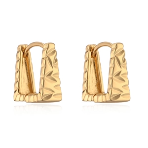 Minimalist gold plated geometric U-shaped earrings with textured hammered finish