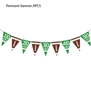 Bannière de 9 fanions de football américain avec numéros de lignes pour décoration