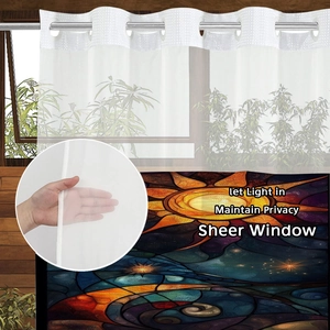 Sheer white shower curtain fabric detail showing light filtration and privacy level