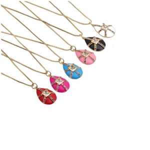 Vintage Enamel Water Drop Pendant Necklace Copper Gold Plated Colorful Zircon Jewelry For Women Fashion Simple