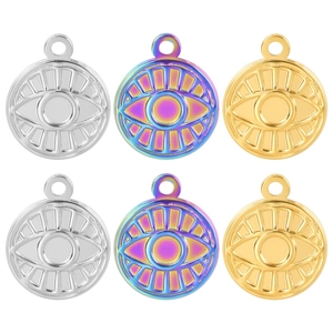 Evil Eye Pendant Necklace Stainless Steel Round Medal Clavicle Chain Retro Niche Jewelry For Women