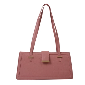 Borsa a spalla rosa effetto coccodrillo con dettagli in metallo dorato per donna