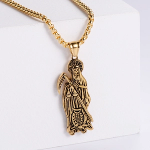 Μενταγιόν Santa Muerte Χάρος Κολιέ 304 Ανοξείδωτο Ατσάλι Θρησκευτικά Γοτθικά Ρετρό Κοσμήματα Για Άνδρες Γυναίκες