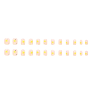 Cute gradient yellow star press-on nails with 24 pieces in a sweet minimalist style