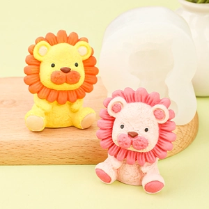 Cute lion silicone mold for 3D cartoon animal cake toppers and scented candles
