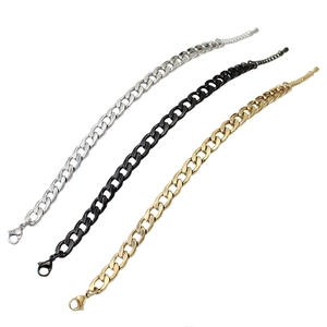 Minimalist thick Cuban link bracelets in silver, black and gold stainless steel finish