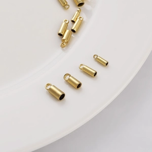 Polished 14k gold-filled cylindrical cord end caps for DIY jewelry making and crafts