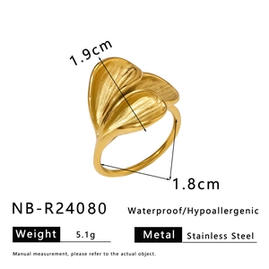 Detailed view of golden petal textured stainless steel ring with 1.9cm size dimensions
