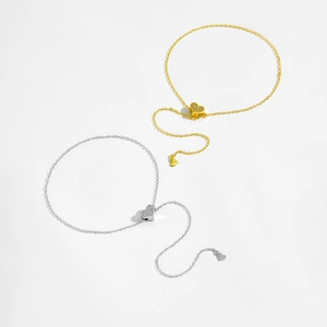 Adjustable S925 silver heart bracelet with cubic zirconia in gold and silver finish